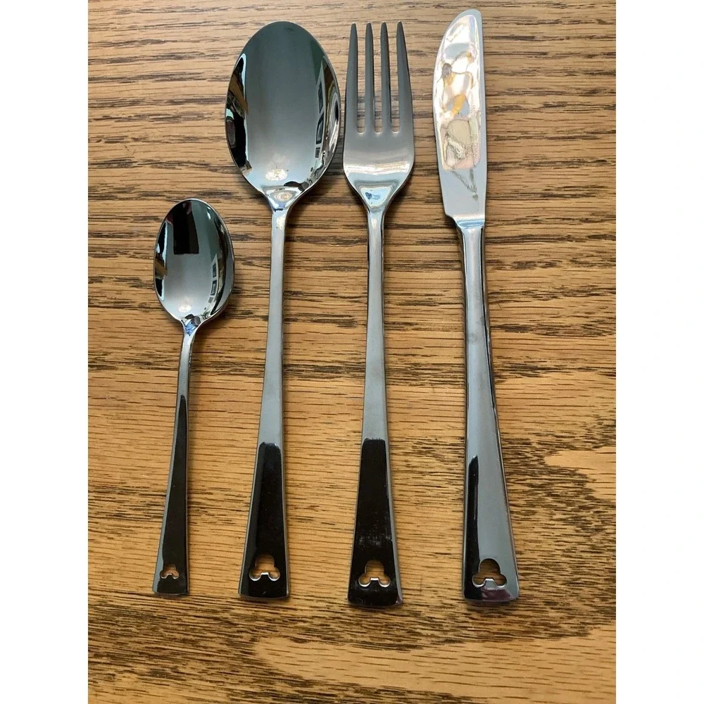 Abert Disney Mickey Mouse Flatware Set 4pc 18/10 Stainless Steel Made in Italy